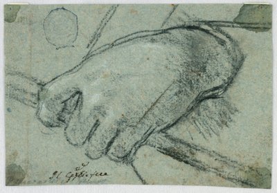 Studie: En venstre hånd som bærer en pinne av Unknown artist