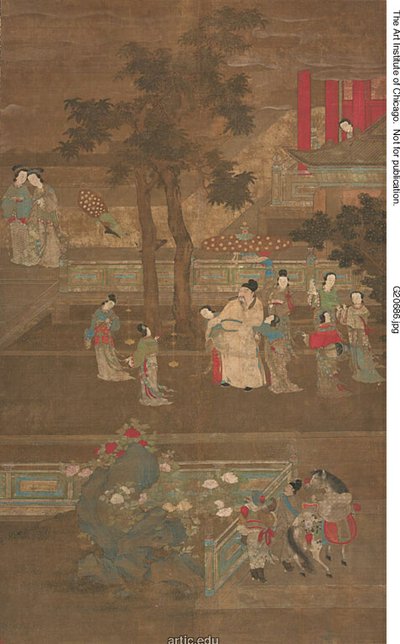 Su Dongpo eskortert til Hanlin-akademiet med tjenestepiker fra keiserinne Dowagers tjenestepiker av Unknown artist
