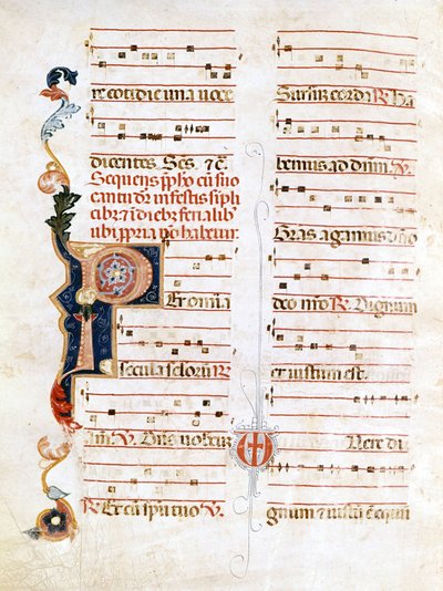 Sursum Corda, eksempel på notasjonen fra 1300-tallet ("P"). av Unknown artist