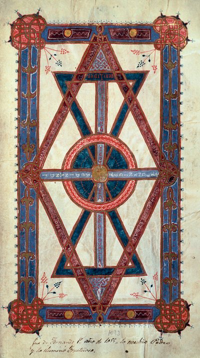 Symbolsk representasjon av Kristus: "" Ego sum Alpha et Omega, primus et novissimus"" Side hentet fra "" Time Book of Hours of Ferdinand I (Fernando I av Leon og Castilla). av Unknown artist