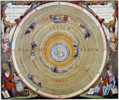 System av Ptolemaios verden - fra ap. "Harmonia Macrocosmica"" av André Cellarius av Unknown artist