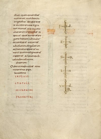 Tekstside med monogram av Unknown artist