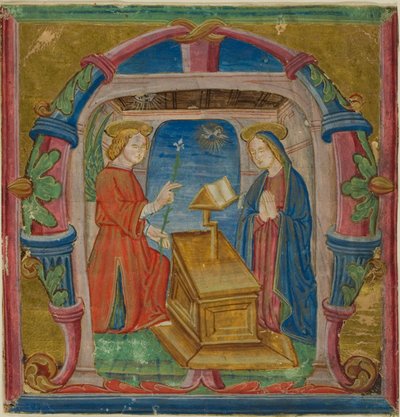 Bebudelsen i en historisert initial quot;Mquot; fra et antifonar av Unknown artist