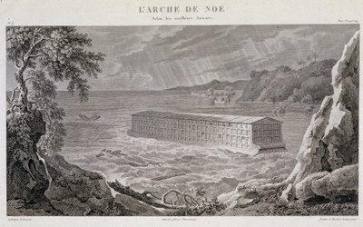 The Arch of Noe under syndfloden - gravering av Fortier og Bovinet av Unknown artist