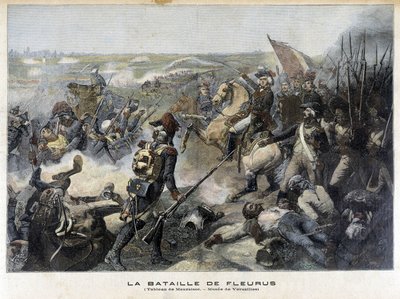 Slaget ved Fleurus (Belgia 1794) ifølge maleriet av Mauzaisse (Musee de Versailles). Illustrasjon av "Little Jourbal" fra 1892. av Unknown artist