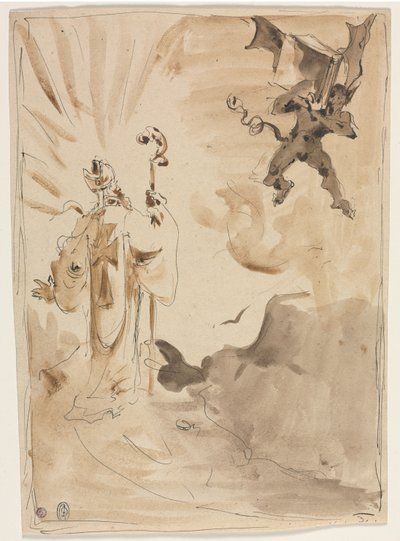Biskopen og demonen (rekto) av Unknown artist