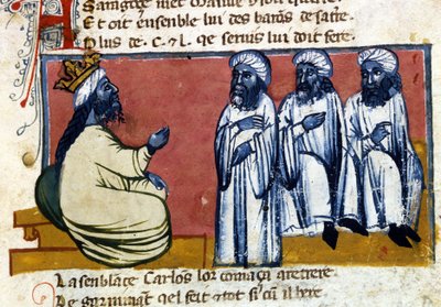 Kalifen av Spania. 1300-talls manuskript. Bibl. Marciana, Venezia. av Unknown artist