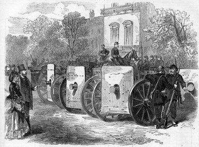 Kommunen i Paris i 1871. Pansret maskingevær brukt av federes (communards) av Unknown artist