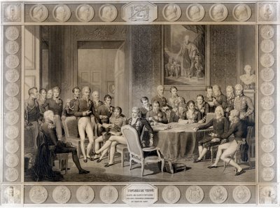 Wienerkongressen. Wienerkongressen i 1815. Alexander I, tsar; H.R. Stewart, Castlereagh; Francois I, keiser av Østerrike; Frederic William III, konge av Preussen; Karl August, prins av Hardenbergh; Wilhelm von Humboldt (William av Humboldt av Unknown artist