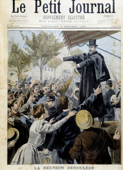 Deroulede-møtet. Tale av Paul Deroulede (1846-1914), en av grunnleggerne av League of Patriotes - i "The Petity Journal" fra oktober 1898 av Unknown artist