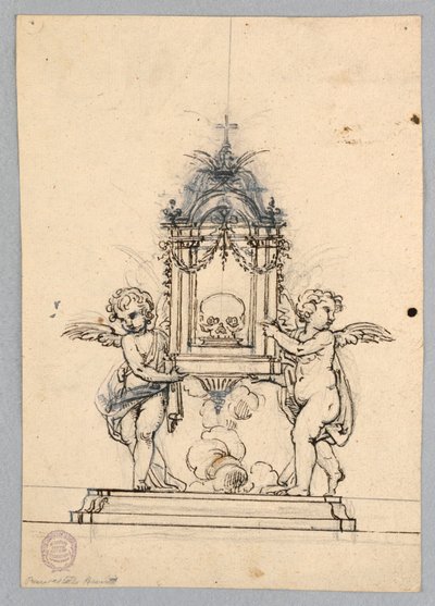 Forhøyningen av et relikvieskrin av en hodeskalle av Unknown artist