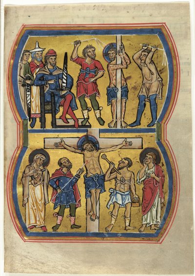 Piskingen og korsfestelsen, fra et salmebok av Unknown artist
