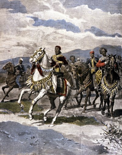 Kongen av Etiopia Menelik II (1844 - 1913). Jeg vil. av italiensk presse. av Unknown artist