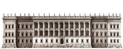 Louvre i Paris, prosjekt til Gian Lorenzo Bernini: forhøyning av hovedfasaden mot Tuileries - Fra "" Architecture francoise"" av Jacques-Francois Blondel - Forhøyning av hovedfasaden cote jardin de Tuileries - prosjekt av Bernin - grave av Unknown artist