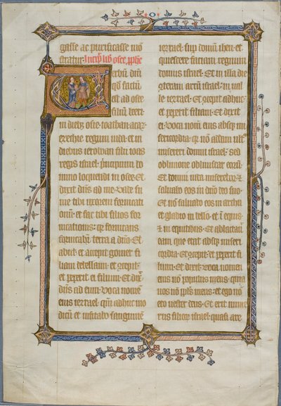 Ekteskapet mellom Hosea og Gomer i en historisert initial «V» fra en bibel av Unknown artist