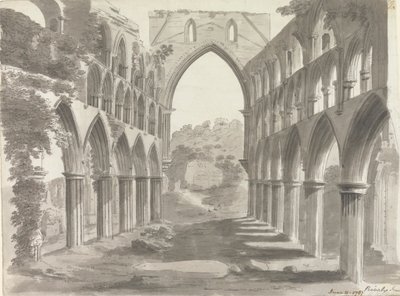Skibet til Rievaulx Abbey, Yorkshire av Unknown artist