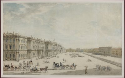 Slottsplassen i St. Petersburg - Anonym. Akvarell på papir av Unknown artist