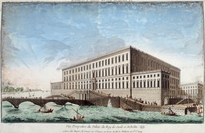 Slottet til kongen av Sverige i Stockholm - gravering av Unknown artist