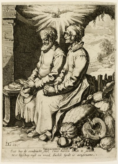 Det fromme gamle paret av Unknown artist