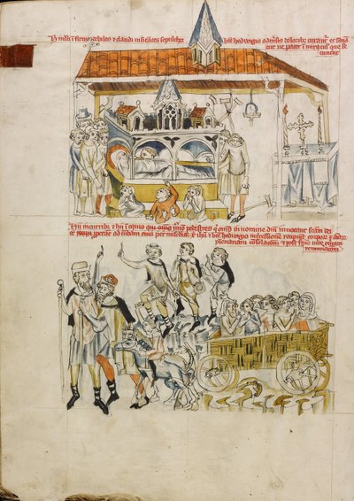 Syke, spedalske og lamme ber ved Hedvigs grav; folk som kommer for å besøke Hedvigs grav av Unknown artist
