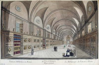 Vatikanets Bibliotheque (Apostolic Bibliotheque) i Roma, gravering av Unknown artist