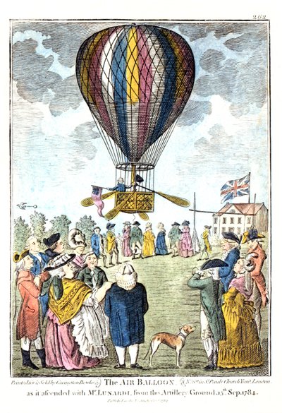 "Luftballongen da den steg opp med Lunardi fra artilleribakken, 15. september 1784 av Unknown artist