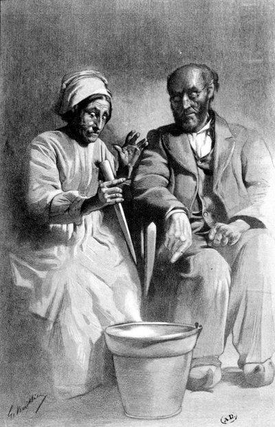Det fortryllende ved det reflekterte bildet - litografi, slutten av 1800-tallet av Unknown artist