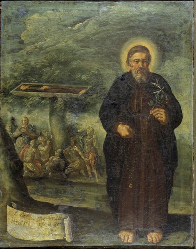 Den velsignede Gerard Mecatti. Salige Gerard Mecatti. Portrett av bror Gerard dit Gerard Tenque grunnlegger av sykehusmedarbeideren i Jerusalem (sykehusene til Saint John) som ble Maltas orden. Anonymt maleri av den napolitanske skolen av Unknown artist