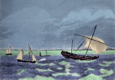 Fangsten av en dhow (arabisk båt) negrier langs den madagaskiske kysten. av Unknown artist