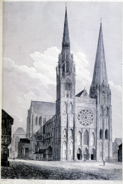 Katedralen i Chartres - gravering av Unknown artist