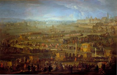 Kortesjen til markisen av Mirepoix (1699-1757) ambassadør med de franske diplomatiske representantene i Wien 12/10/1738 Anonymt maleri fra 1700-tallet. Wien, Historisches Museum of the City av Unknown artist