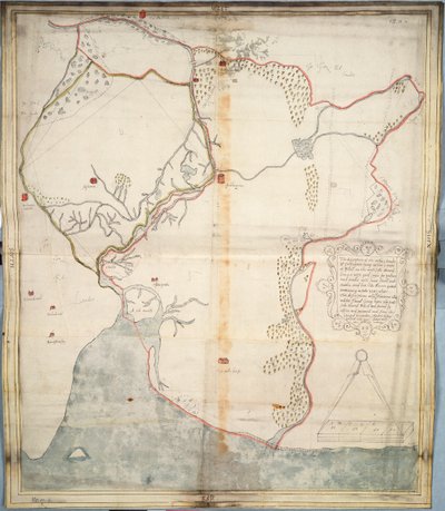 Beskrivelsen av slottet og landområdene i Insbeguin som ligger innenfor 5 km fra Yohall på vestsiden av det. av Unknown artist