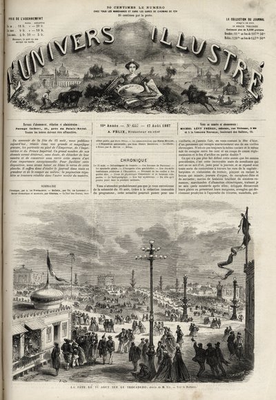 Festen 15. august 1867 på Trocadero i Paris - Det berømte universet i 1867 av Unknown artist