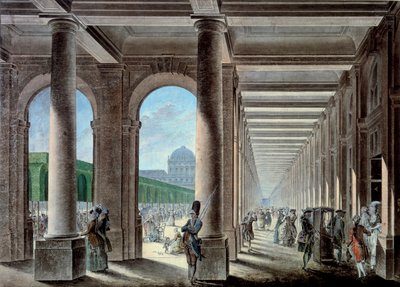 Galleriene og hagene til Palais Royal. Litografi fra 1700-tallet. Paris, B.N. av Unknown artist
