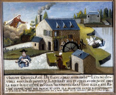 Miraklet til barnet Vincent Grosair, reddet fra drukning av Sainte Anne, 13. juli av Unknown artist