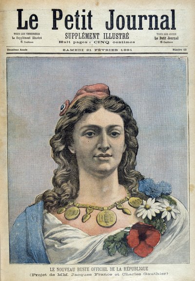 Den nye offisielle bysten av republikken (Marianne) - i "" Le Petite Journal"" av 21/02/1891 av Unknown artist