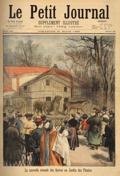 Den nye rotunden av beistene i plantehagen i Paris. Gravering i "" Le petit journal"" 31/03/1895. Selvas samling. av Unknown artist