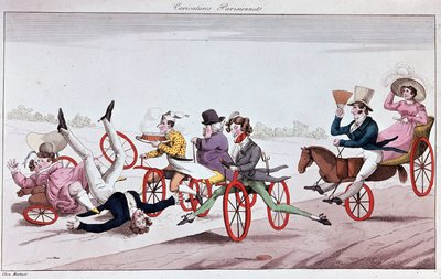 Gledene og ulempene til velocipedes og blomstrende hester av Unknown artist