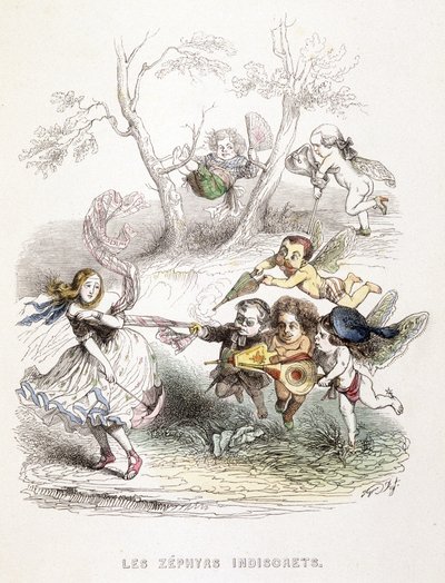 De nysgjerrige sefirene - gravering av Unknown artist