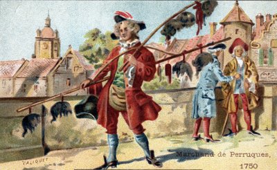 Handel med parykker i 1750. av Unknown artist