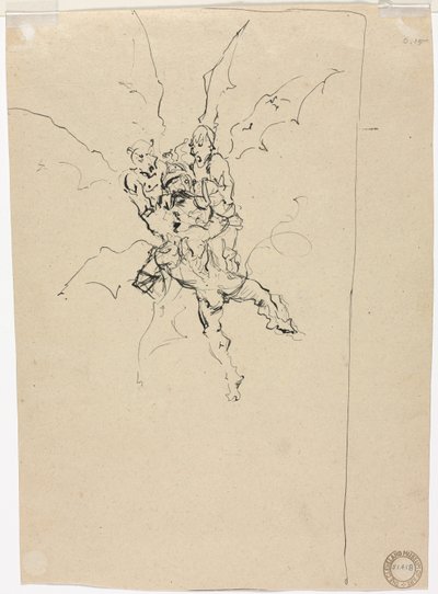 Tre demoner som holder en ridder (verso) av Unknown artist