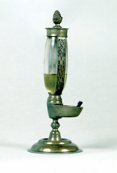 Tidsmåling: oljeklokke fra 1700-tallet. av Unknown artist