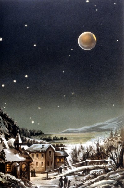 Total måneformørkelse. 1800-talls illustrasjon av Unknown artist