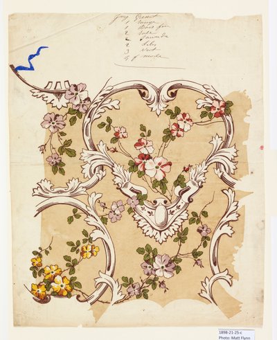 Prøvebevis for en blomstret chintz av Unknown artist