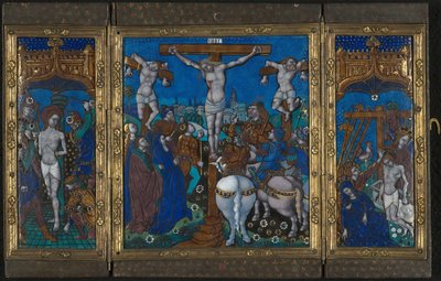 Triptych med korsfestelsen, piskingen og gravleggingen av Unknown artist