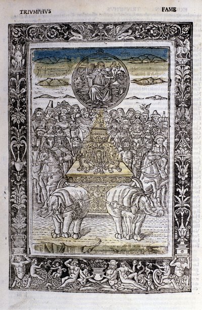 Triumf av berømmelsen til Francesco Petrarca (Petrarca). Miniatyrer sd. Bibl. Trivulziana, Milano. av Unknown artist