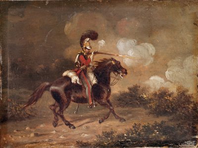Trooper av 1st Life Guards avfyrer en karabin av Unknown artist