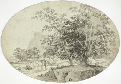 To pilegrimer på en skogkledd vei av Unknown artist