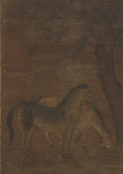 To hester under et tre av Unknown artist