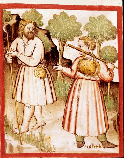 To miniatyrgjetere fra codex 212 (eller padovano codex eller Bible of Padua) 1390-1400 Rovigo, Accademia dei Concordi av Unknown artist